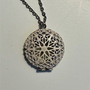 Pink Locket Necklace Filigree Design Vintage Inspired